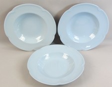 Vintage Johnson Brothers Greydawn  Soup Bowl x 3 Blue Scalloped Edge 8" (20cm)