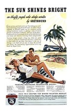 1939 Greyhound Bus Vintage Color Print Ad Travel Mass Transit