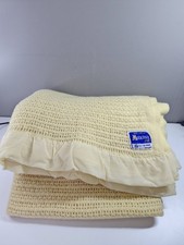 Vintage All pure wool Celular Blanket Lemon 190x240cm Made in England 