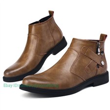 Men Pointed Toe Male Business Leather Dress Shoes Chelsea Ankle Boots Large Size