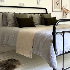 Harris Tweed Oatmeal Tartan Pure Wool Bed Runner Single Double King Super