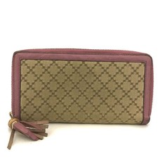 GUCCI Diamante Bamboo Tassel Canvas Leather Zip Around Long Wallet/6BJ0536