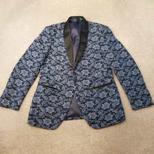 Skopes Jacket 40R Blue Morrissey Tuxedo Smoking Blazer Lapels Floral Tailored