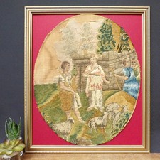 Antique Silkwork Framed