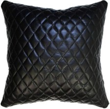 Quilted Home Decorative Genuine Sheepskin Leather Black Cover Mermaid Cushion