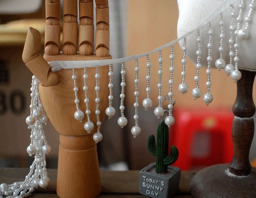 Tassels pearl trim evening - tassels,