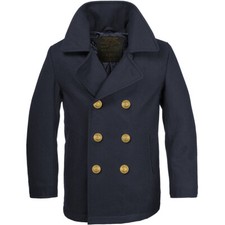 GERMAN ARMY STYLE CLASSIC BW MARINE COLANI PEA COAT MENS PEACOAT NAVY BLUE S-3XL