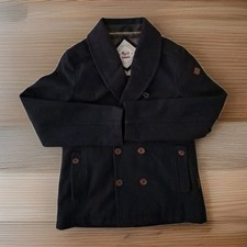 Premium Men's BELLFIELD NAVY BLUE  DOUBLE BREASTED PEA COAT, MEN'S SIZE MEDIUM.