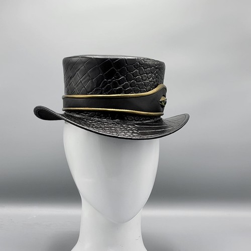 Black croc leather top hat - croc,