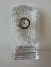 Vintage Clear Glass Galway Irish Harp Shelf Clock - Ireland Souvenir Timepiece 