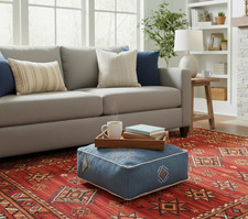 Sabra silk pouf - silk, blue