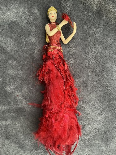Lady red art deco figurine - red,