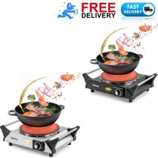 Duronic HP1BK Hot Plate, Electric Single Hob with Handles, 1500W