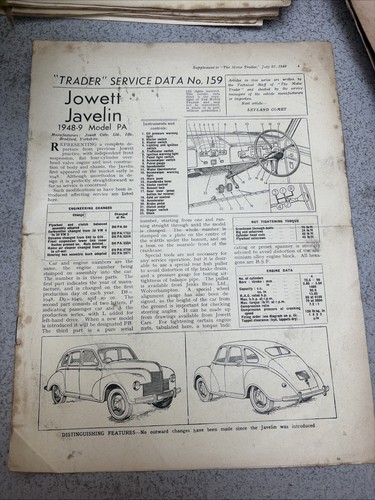 Jowett javelin 1948 model pa - jowett, 1948-9