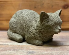 STONE GARDEN SMALL SLEEPING CAT KITTEN MEMORIAL STATUE GIFT ORNAMENT