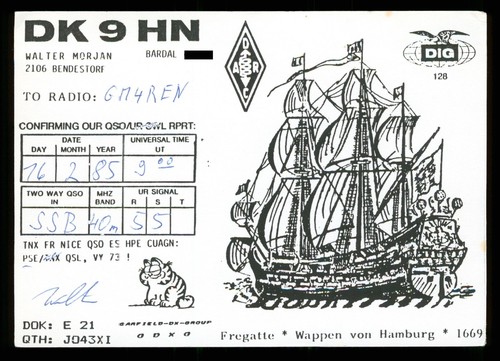 Qsl radio card germany dk9hn - card,