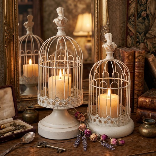 2pcs vintage birdcage candle - 2pcs,