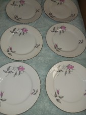 Royal Bohemian Fine China "Theresa" 7" Plates Czechoslovakia. Set Of 6. New