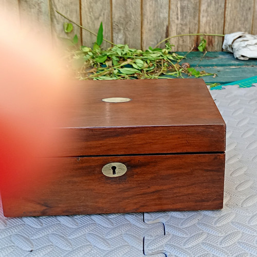 Victorian walnut writing slope - victorian,