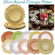 Elegant Round Charger Plates 13" Wedding Party Glass Table Dining Set Decoration
