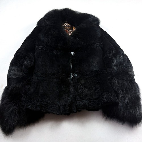 Vintage black genuine fur - black,