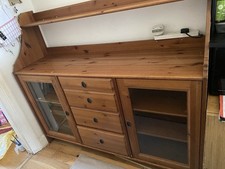 SOLID PINE IKEA LEKSVIK SIDEBOARD/BUFFET with drawers & glazed doors