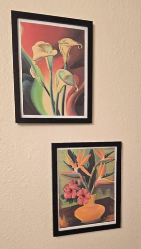 Arum lilies and birds - lilies,