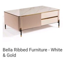 Bella Ribbed Furniture - White & Gold