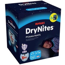 Huggies DryNites Dry Nights Pyjamas Boys 17-30kg Bed Nappy 4-7Years Pack 32Pants