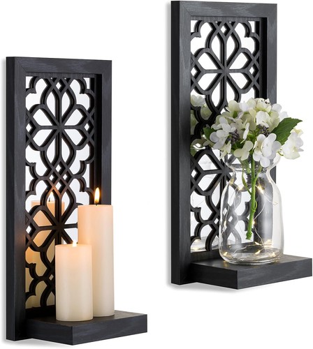Decorative wood wall - wood, shelves