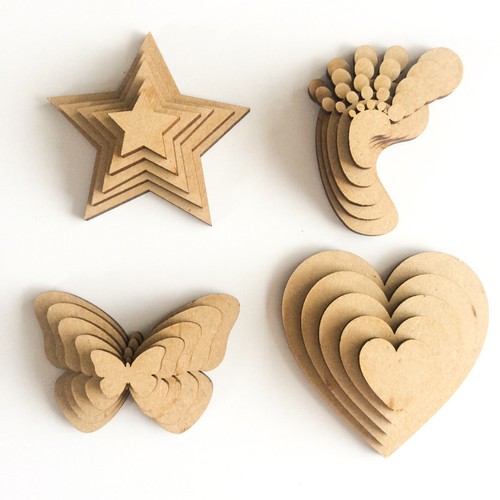 Wooden mdf shapes hearts stars - shapes,