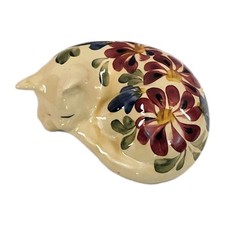 Siltone Staffordshire Pottery Curled Sleeping Cat Hand-painted Floral Decoration