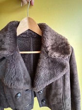 brown cropped sheepskin jacket