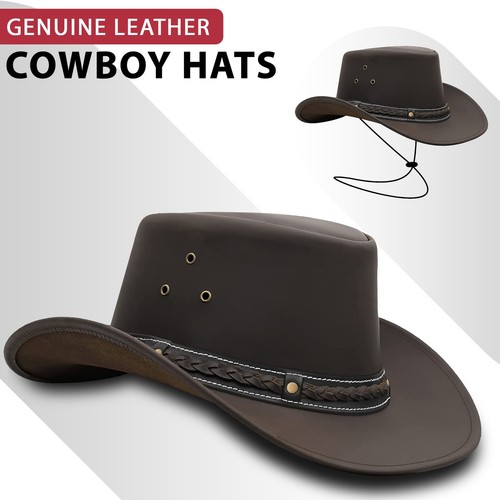 Real leather cowboy hat - leather,