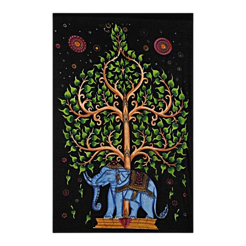 Blue elephant tapestry - elephant,