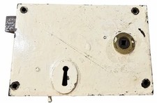 Vintage Cast Iron Rim Lock Surface Mounted Door Lock Brass Keyhole. No key.