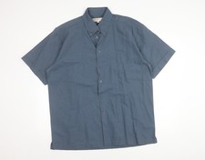 EWM Men's Blue Short Sleeve Button-Up Shirt L