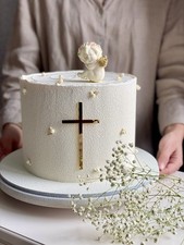 x2 Pieces Acrylic Cross Cake Toppers,Christening Cake Toppers Cross Cake Decor