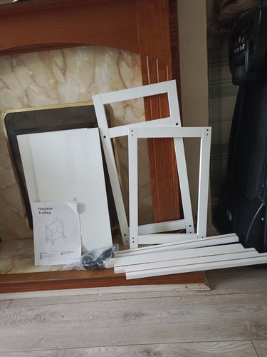 Home white wooden tea trolley - white,