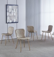 Dining Chairs, x4 Taupe Faux