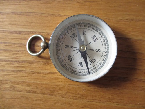 Vintage brass pocket compass - vintage,