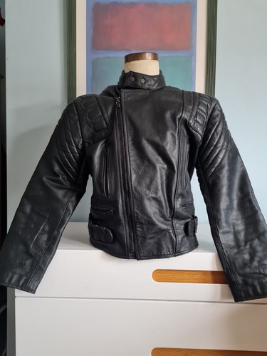 Black leather motorbike jacket - black,