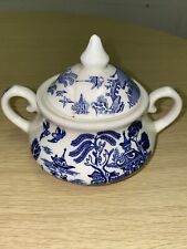 Vintage Old Willow English Ironstone Tableware Ltd Blue Ceramic Sugar Bowl