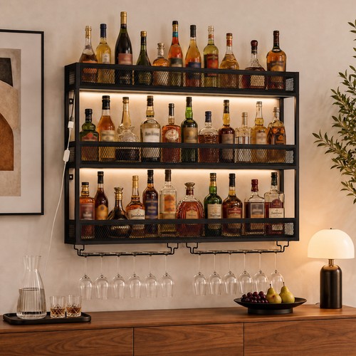 Wall mounted wine rack with - rack,