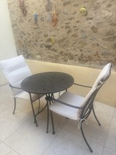 Neptune Boscombe Round Table with 2  Cheltenham Dining Chairs Garden Furniture