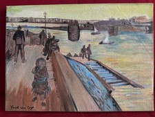 VINCENT VAN GOGH oil painting on  canvas, vtg stamped signed