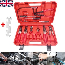 9x Flexible Hose Clamp Clip Pliers Set Swivel Jaw Flat Angled Band Remover Tool