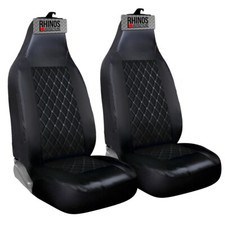 FOR RENAULT CLIO MK4 - LUXURY BLACK QUILTED DIAMOND LEATHER CAR SEAT COVERS PAIR