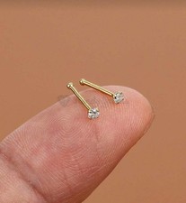 Elegant 18ct Gold Plated 925 Silver Diamond Cut Nose Studs Pair