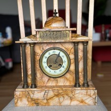Original Rare French Antique 1890s Jules-Rolez Limited Paris Mantle Marble Clock